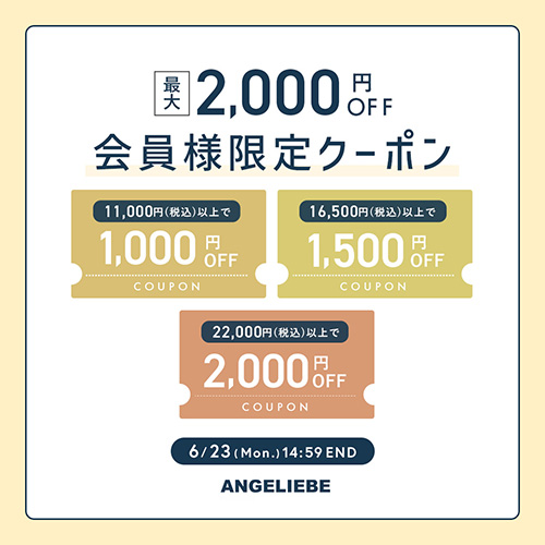 会員様限定クーポンプレゼント！最大2,000円オフ！