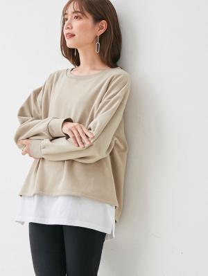 ミニ裏毛起毛レイヤード風スウェット　マタニティ・授乳服【出産後も長く使える】