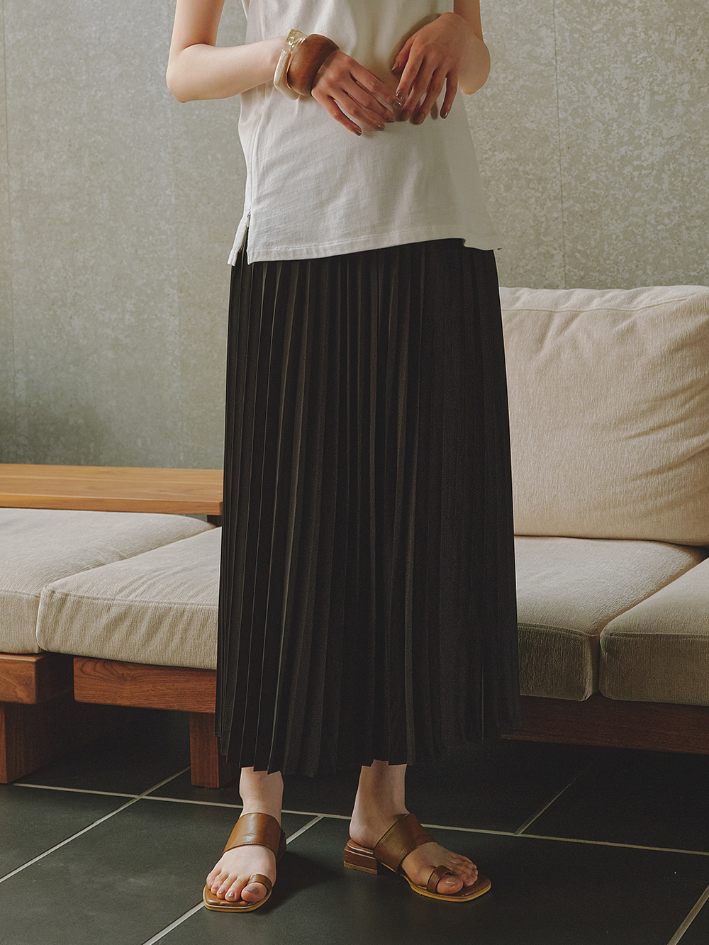 マタニティ スカート|プリーツスカート　マタニティ・産後【出産後も長く使える】|ブラック
