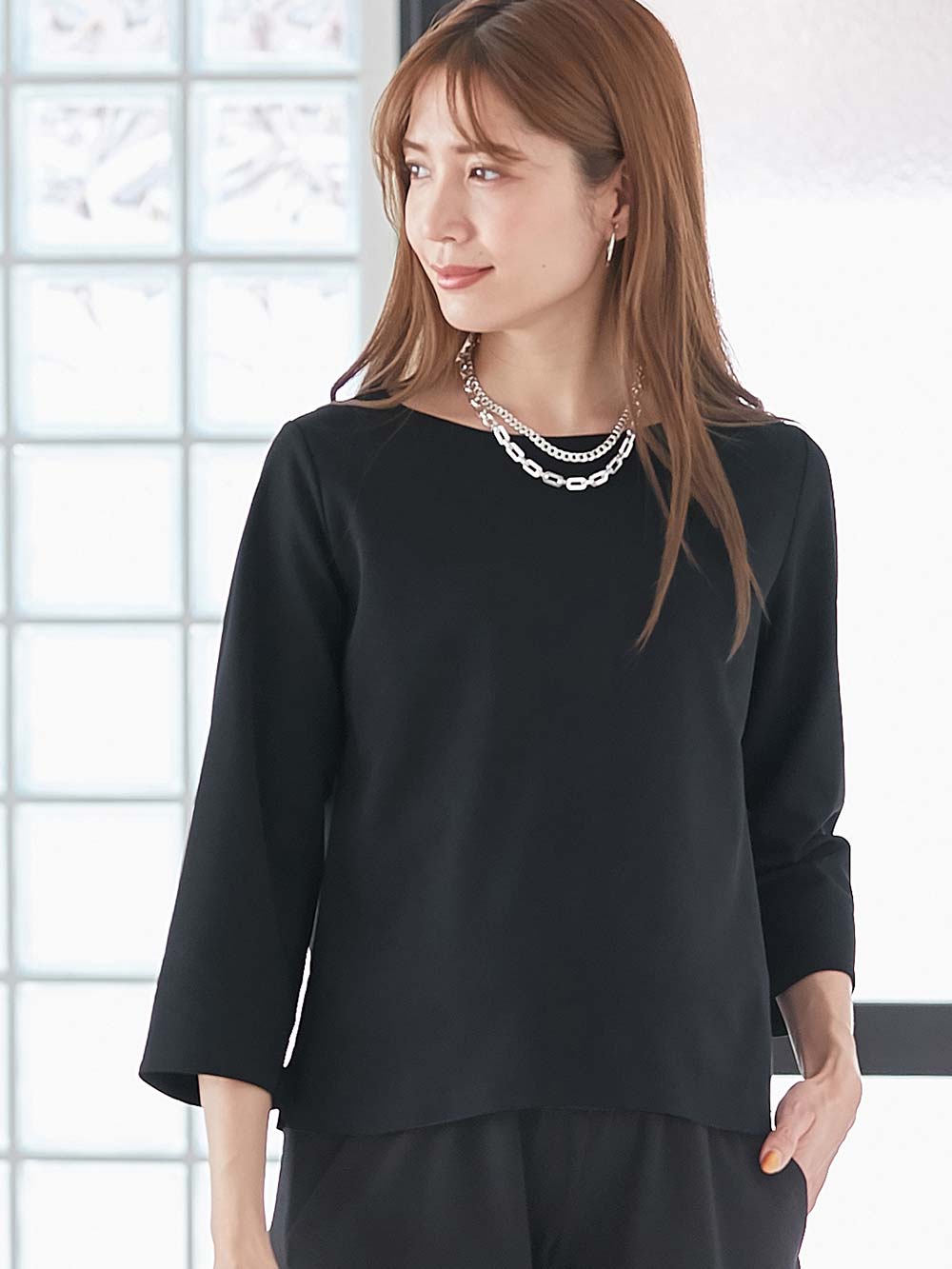 マタニティ トップス|【選べる福袋対象】強撚スムーストップス　マタニティ・産後授乳服【出産後も長く使える】|ブラック
