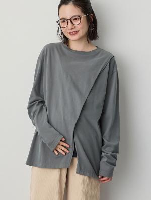 クロススリットカットソー マタニティ・授乳服【出産後も長く使える】