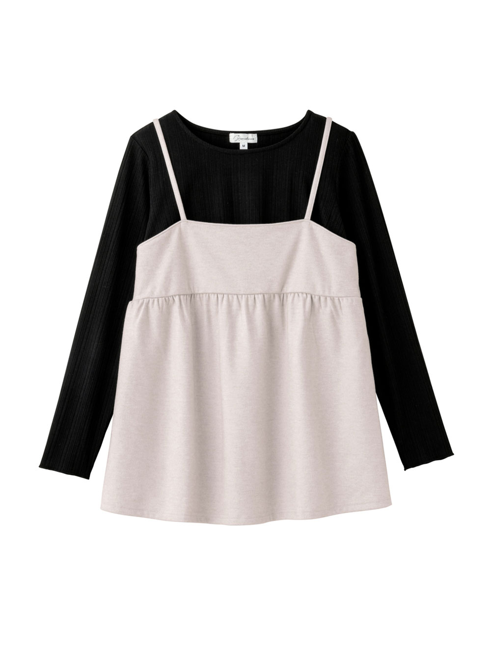 マタニティ トップス|ニットカルゼ×テレコ起毛ペプラムキャミトップス　マタニティ・産後授乳服【出産後も長く使える】Rosemadame（ローズマダム）|ベージュ