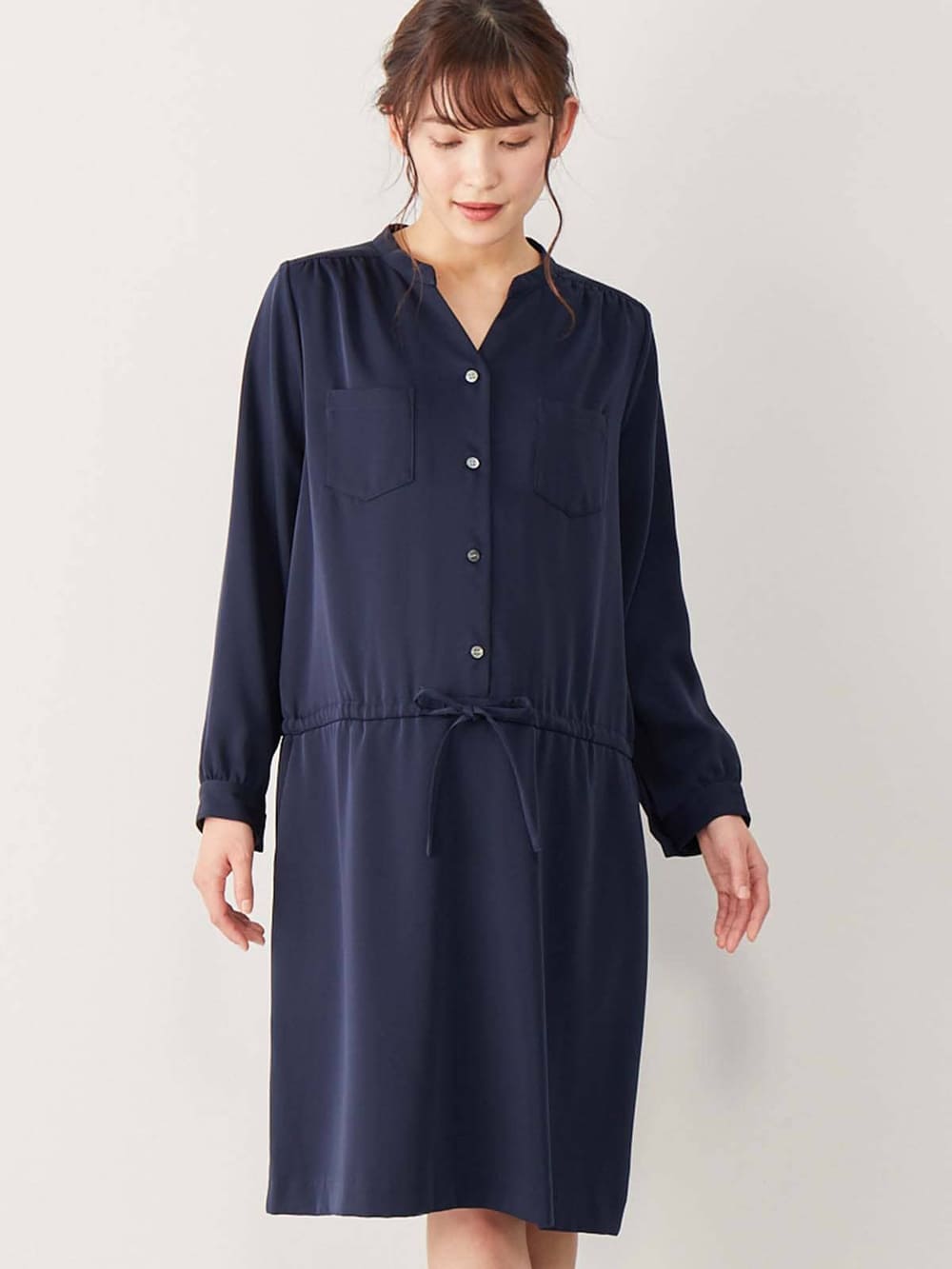 マタニティ ワンピース|ハイクオリティジョーゼットワンピース　マタニティ・授乳服【出産後も長く使える】|ネイビー