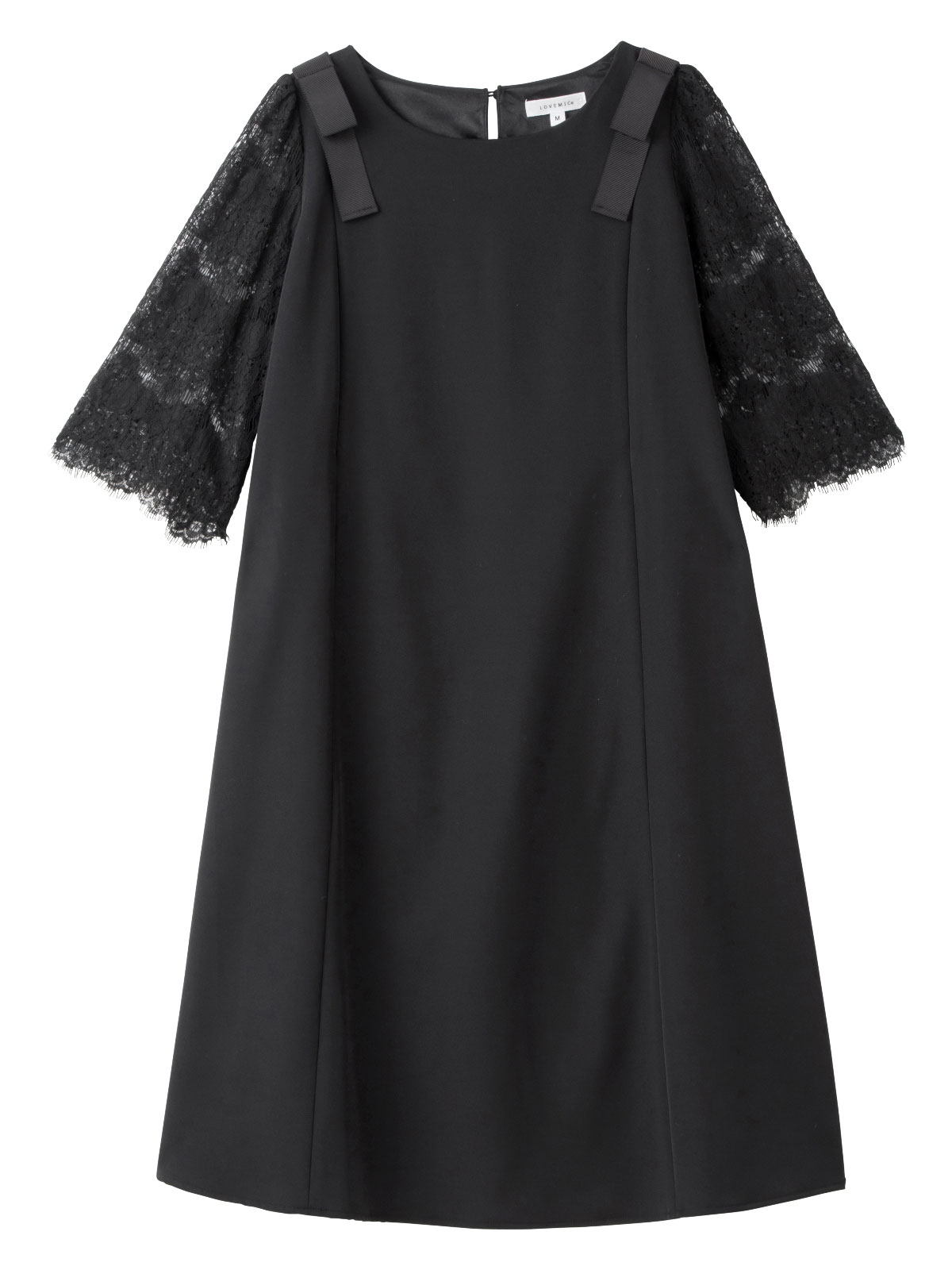マタニティ ワンピース|LOVE MIC（ラブミック）レーススリーブストレッチジョーゼットワンピース　マタニティ・授乳服【出産後も長く使える】|ブラック