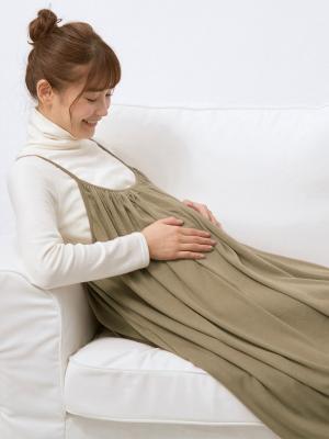オールシーズン使えるやわらかスムースギャザーキャミワンピース　マタニティ・授乳服【出産後も長く使える】