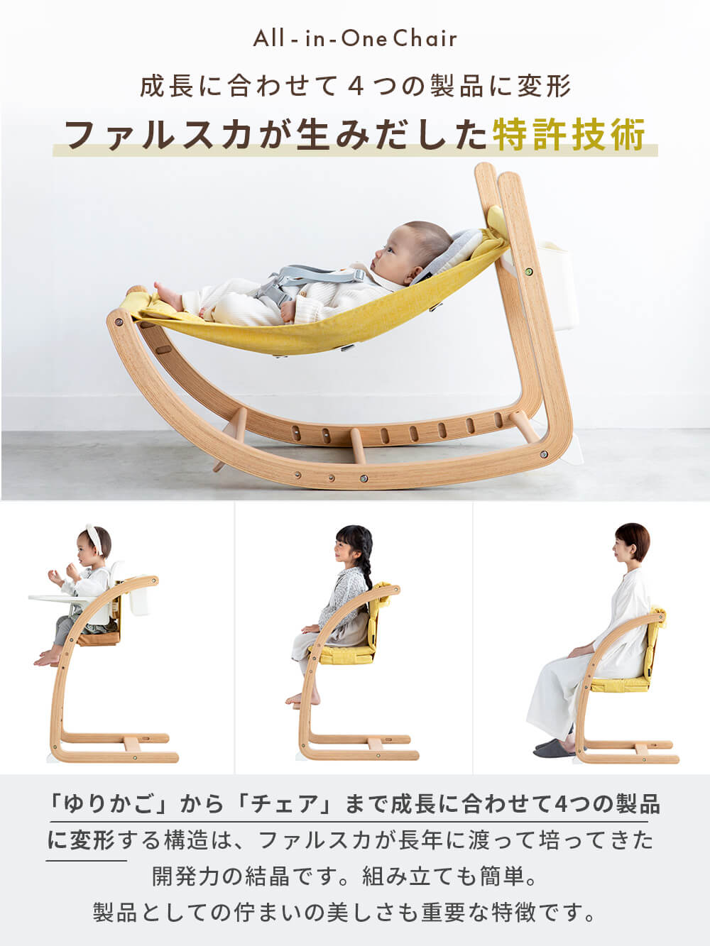 成長に合わせて4つの製品に変形ファルスカが生みだした特許技術